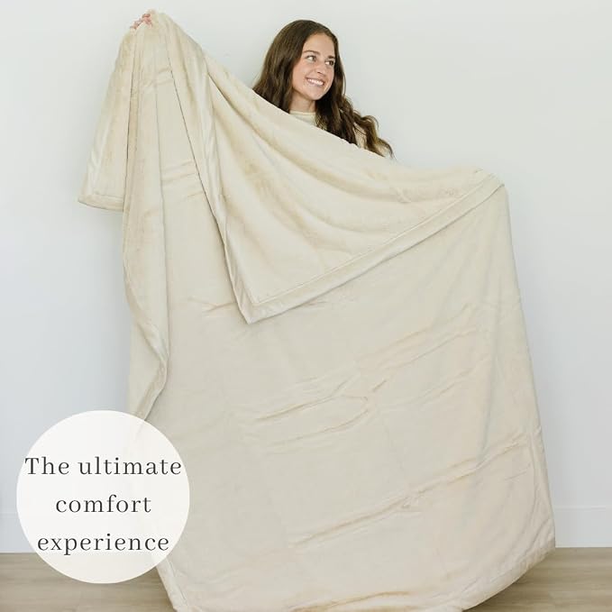 Saranoni Lush Adult Blanket Plush Cozy Soft Ivory XL 60x80 | Oversized luxury - Image 7