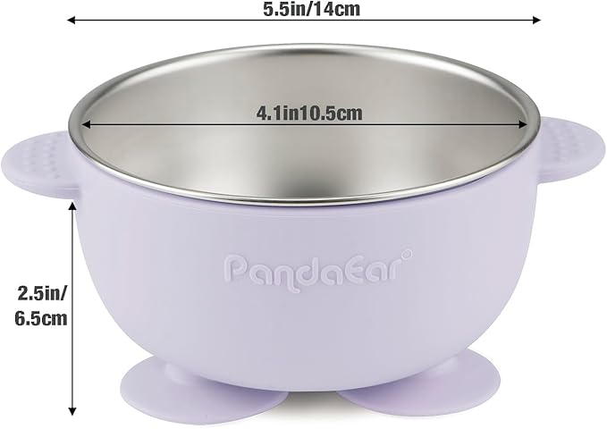 PandaEar 3 Pack Baby Stainless Steel Bowls with Suction, Non-Slip Child Food Bowl with Silicone Sleeve for Kids Toddlers Infants, Extra Strong Base, BPA free
