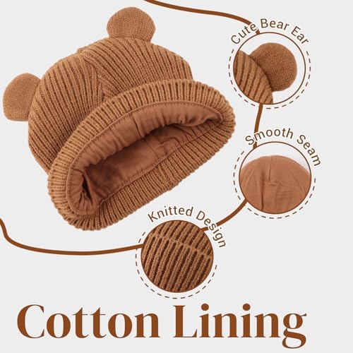 Bear Baby Beanie Knitted Baby Winter Hat Infant Toddler Boys Girls Beanie - Image 4