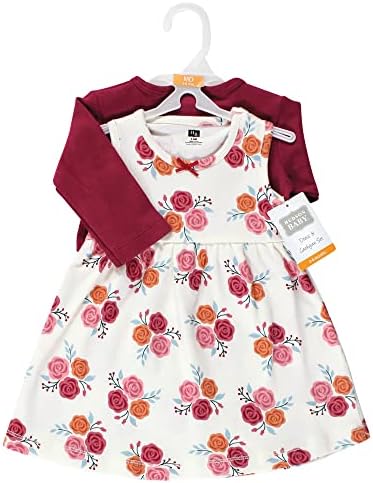 Hudson Baby Infant and Toddler Girls Cotton Dress and Cardigan Set - Image 2