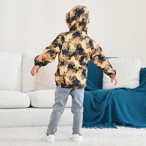 Boys' Hooded Dinosaur Jacket Windbreaker Outerwear - Image 3