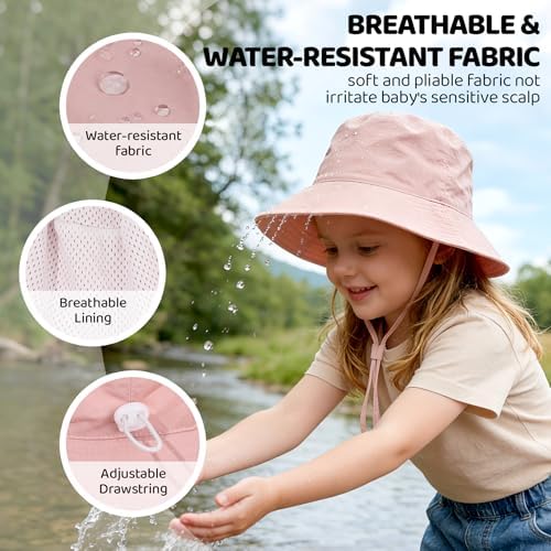 Toddler Bucket Hats UPF 50+ Baby Sun Hat Adjustable Kids Sun Protection Summer - Image 3