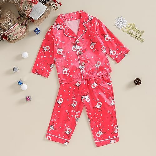 Kids Baby Girl Boy Satin Pajamas Set Button Down Sleep Shirt Top+Long Pants - Image 5