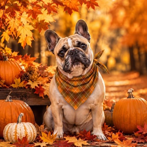 50 Pcs Fall Plaid Dog Bandanas Bulk Autumn Gingham Check Pattern - Image 4