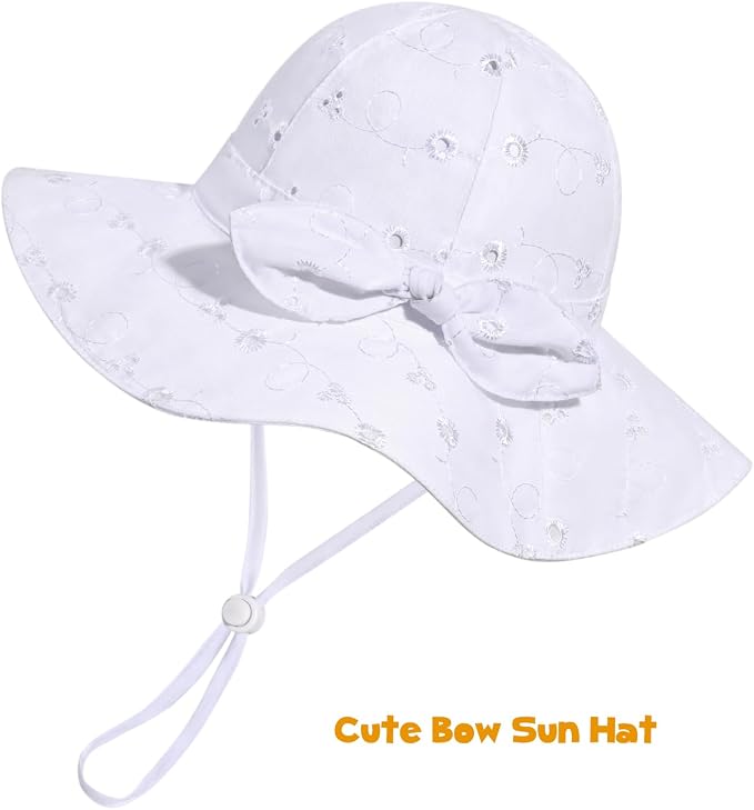 Baby Girl Sun Hat with UPF 50+ Outdoor Adjustable Beach Hat with Wide Brim - Image 6