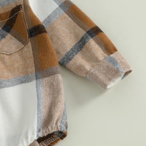 Douhoow Baby Boy Hooded Romper Long Sleeve Boy Plaid Hoodies Baby Jacket Infant - Image 6