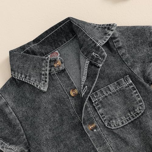 Baby Girl Denim Outfit Button Romper Jean Jumpsuit Shorts Overalls Toddler - Image 4