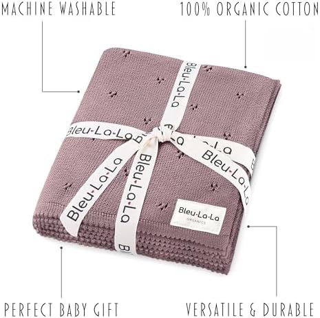 100% Luxury Organic Cotton Pointelle Knit Baby Quilt Blanket – Refined - Image 3