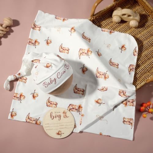 Ylsteed Baby Swaddle Blanket and Headband Set, Newborn Receiving Blanket - Image 2