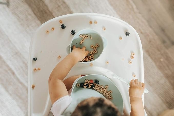Ullabelle Toddler Plates & Bowls Complete Set w/Spoon - BPA Free 100% Food Grade Silicone - Microwave & Dishwasher Safe Baby Suction Plate, Bowl w/Lid, & Spoon - (Sage)