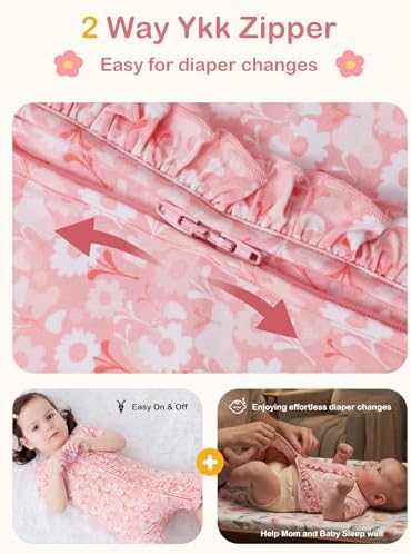 JunNeng Baby Girl Sleeper Viscose from Bamboo, Short Sleeve Romper | 2 Way YKK - Image 4