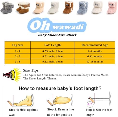 Ohwawadi Infant Baby Boots Boys Girls Cozy Fleece Slippers Snow Boots Winter - Image 6