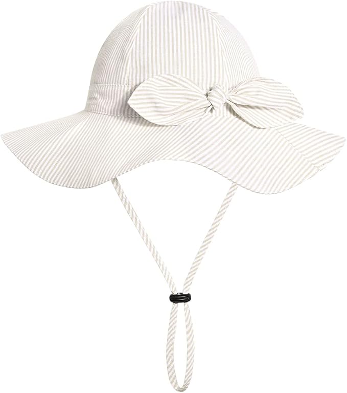Baby Girl Sun Hat with UPF 50+ Outdoor Adjustable Beach Hat with Wide Brim by DANMY