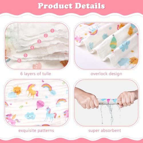 Baby Burp Cloths Muslin Washcloths 6 Pack Cotton Burp Rags - Image 4