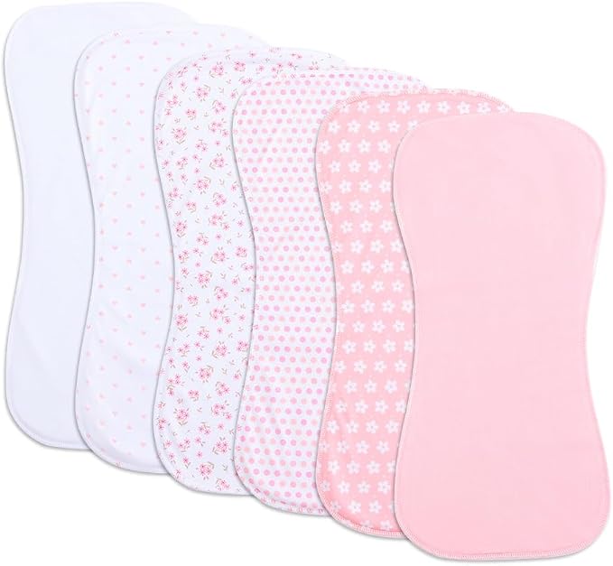 6 Pack Cotton Baby Burp Cloths Extra Absorbent Soft by Gelisite