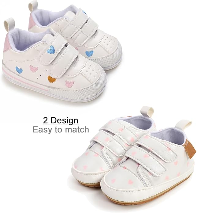 Clowora Baby Boys Girls Shoes Non-Slip Rubber Sole Sneakers Infant First Walking Toddler Crib Shoes Newborn Loafers Flats.