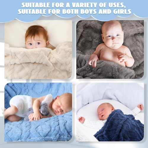 VitalCozy 4 Pcs Fleece Baby Blankets 3D Plush Soft Newborn, Warm Receiving - Image 6