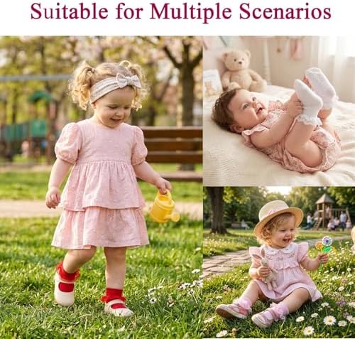 Baby Girl Ruffle Socks with Grips Lace Frilly Ankle Dress Socks - Image 6
