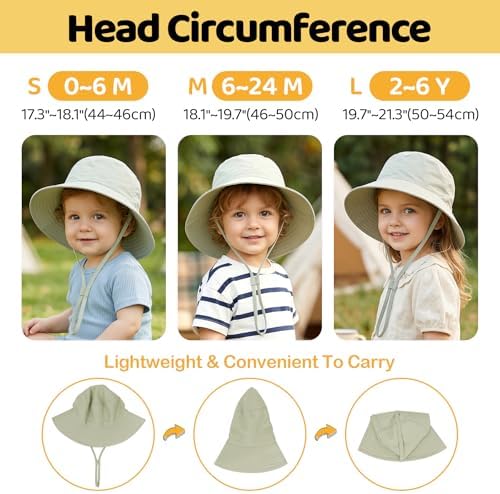 Toddler Bucket Hats UPF 50+ Baby Sun Hat Adjustable Kids Sun Protection Summer - Image 6