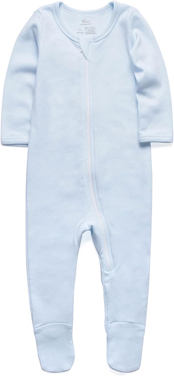 O2 BABY Baby Boys Girls Organic Cotton Zip-Front Sleeper Pajamas, Footed Sleep 'n Play
