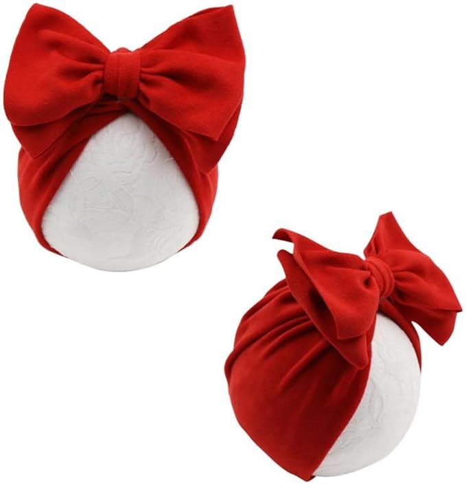 Baby Girls Hair Bow Turban Hat 6PCS Set, Top Bowknot Head Wrap Beanie India Caps - Image 4