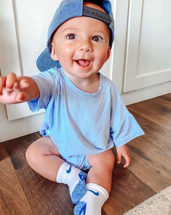 Baby Boy Girl Bubble Romper Infant Plain Oversize T-shirt Bodysuit - Image 2
