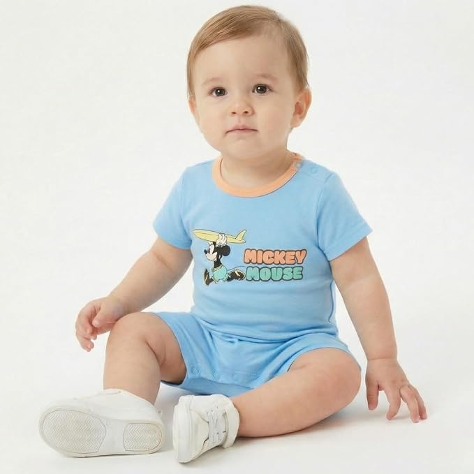 Disney Cars Pooh Mickey Stitch Baby Boys 2 Pack Romper - Image 5