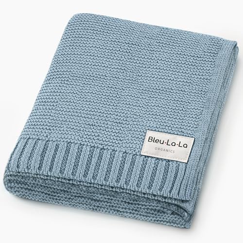 100% Organic Cotton Heritage Knit Textured Baby Quilt Blanket by BleuLaLa