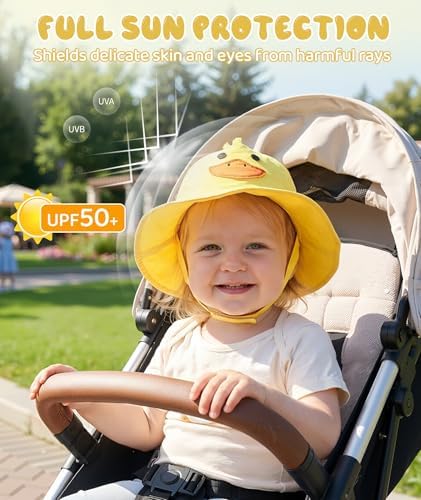 Azue Cute Baby Sun Hat, Wide-Brim Toddler Bucket Hats - Image 2