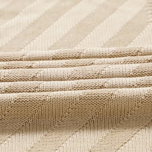 Avibae Knitted Baby Throw Blanket, Solid Color Swaddling Receiving Blanket - Image 3