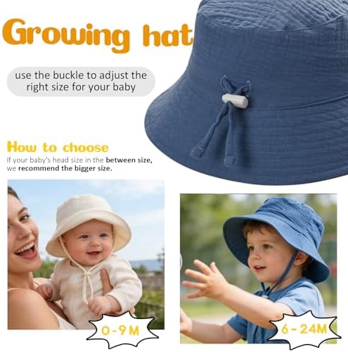 Baby Sun Hat Infant Toddler Summer Cotton Yarn Beach Bucket Hat - Image 5