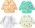 Accmor 4 Pack Long Sleeve Bibs, Baby Smock Waterproof Full Sleeved Bib by Accmor