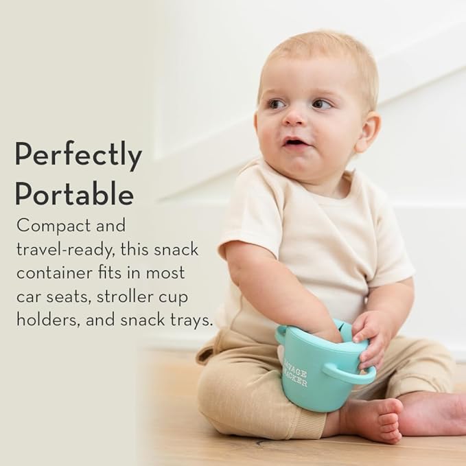 Bella Tunno Snack Cups for Toddlers, Set of 2 Silicone Spill Proof Food Containers with Lids, Babies & Kids 6-12 Months, Got Snacks & Get in my Belly