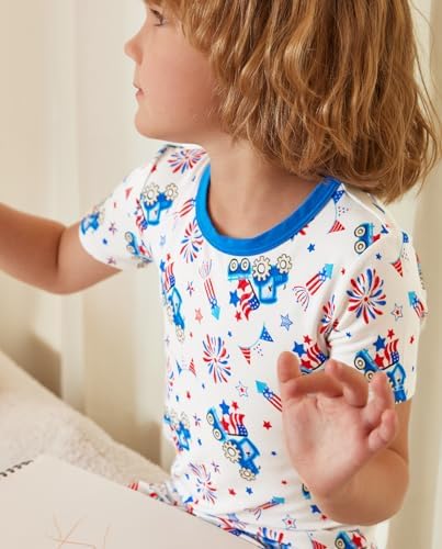 babee Reshinee Bamboo Viscose Toddler Boys Pajamas Set, Short Sleeve Kids - Image 5