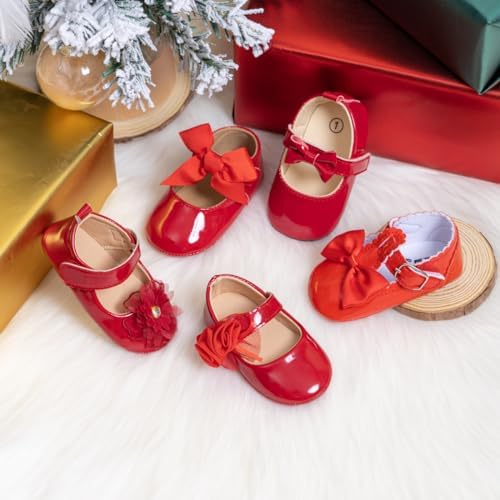 Meckior Infant Baby Girls Soft Sole Bowknot Princess Wedding Dress Mary Jane - Image 2