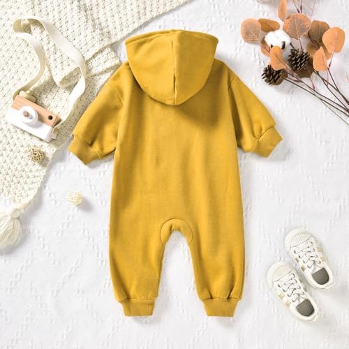 Unutiylo Unisex Baby Boys Girls Long Sleeve Infant Baby Zipper Hooded Jumpsuits - Image 4