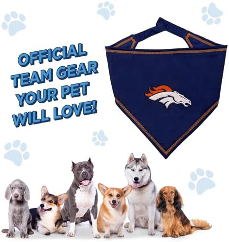 Pets First NFL Denver Broncos TIE Bandana, Large/X-Large. Dog Bandana Scarf Bib - Image 7