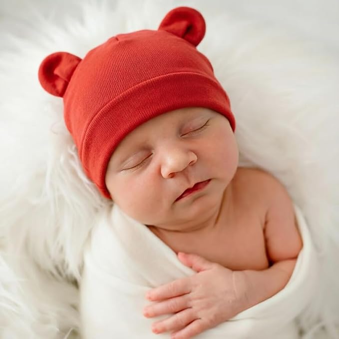 BQUBO Newborn Baby Bear Ears Hats and Mittens Sets Preemie Cotton Caps Baby Boy - Image 3