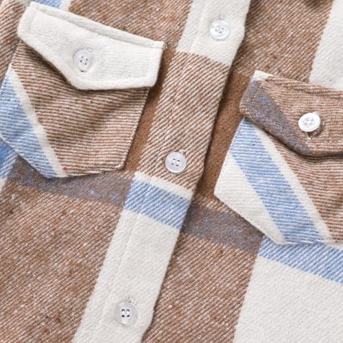 YOUNGER STAR Toddler Kids Boys Girls Flannel Hooded Plaid Shirt Button Baby Red - Image 5