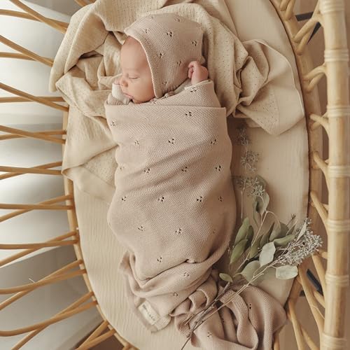 100% Luxury Organic Cotton Pointelle Knit Baby Quilt Blanket – Refined - Image 4