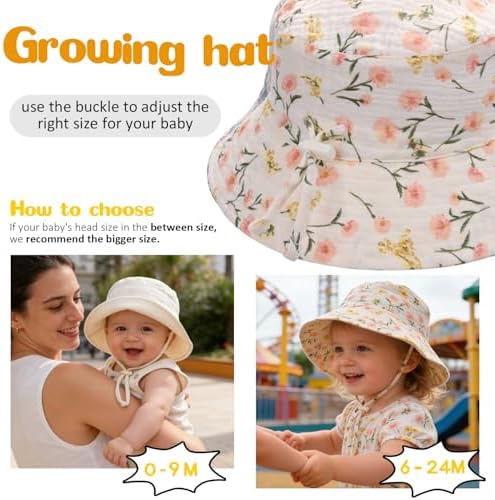 Baby Sun Hat Infant Toddler Summer Cotton Yarn Beach Bucket Hat - Image 5