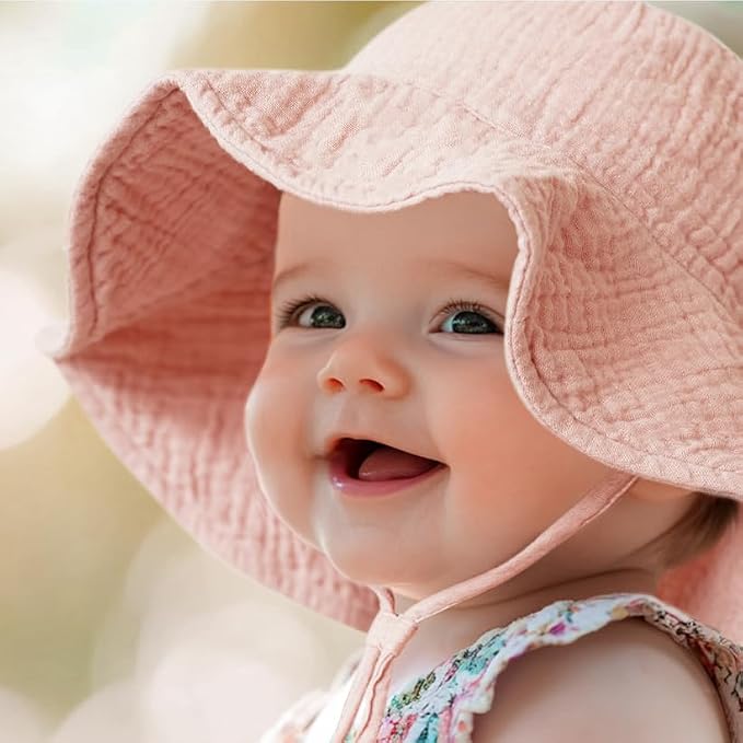 Konssy 2-Pack Muslin Baby Girl Sun Hats - Image 4