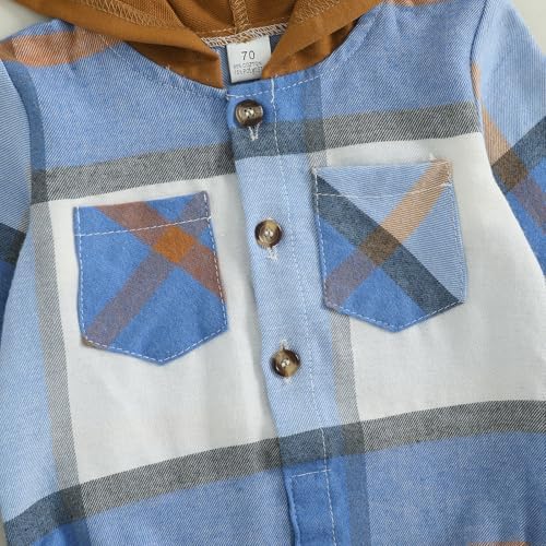 Douhoow Baby Boy Hooded Romper Long Sleeve Boy Plaid Hoodies Baby Jacket Infant - Image 6