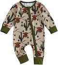 Western Baby Cowboy Clothes Neutral Zipped Fall Romper Outfit by SAYOO-Alljustforkids