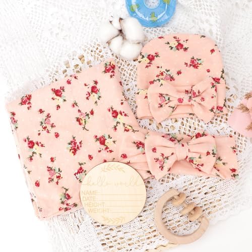 DRESHOW BQUBO Baby Girl Newborn Floral Receiving Blankets - Image 4