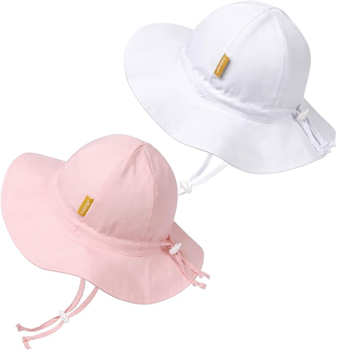 Baby Girl Sun Hat with UPF 50+ Outdoor Adjustable Toddler Beach Hat with Wide by DANMY