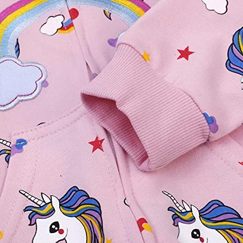 Baby Girl Zip-up Jacket Rainbow Unicorn Cotton Hoodie Sweatshirt Toddler Fall - Image 5