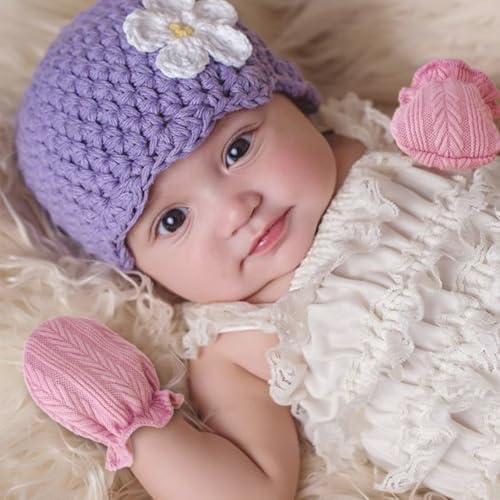 AQOKKA Newborn Receiving Blanket Wheat Ear Bow Hat Mitten Set | 4 Set Receiving - Image 6