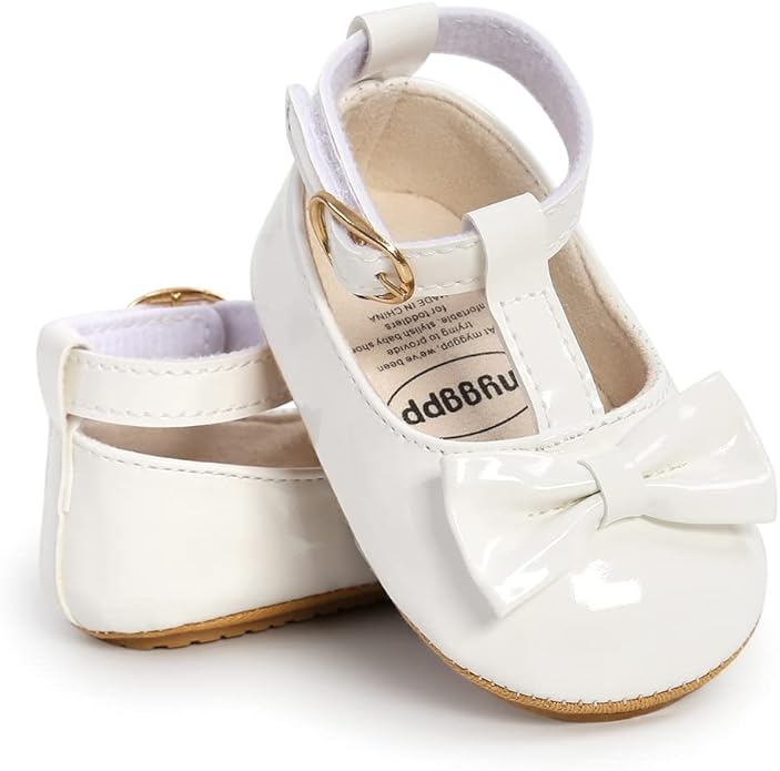 COSANKIM Baby Girls Mary Jane Flats Shoes Anti-Slip Rubber Sole Infant Toddler Princess Wedding Dress Shoes