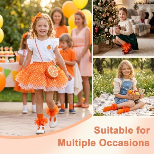 Girls Ruffle Socks Double Lace Turn Cuff Frilly Church Dress Socks - Image 6